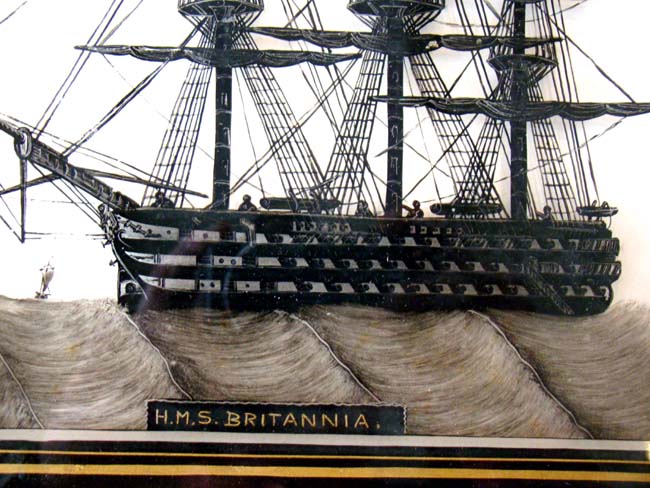 An exceptionally fine 19th century reverse painting on glass of H M S Britannia circa 1865 — image 2